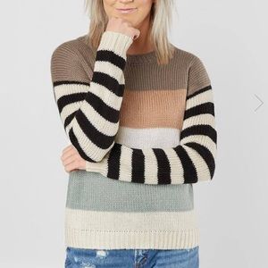 Buckle Daytrip Striped Mixed Print Sweater